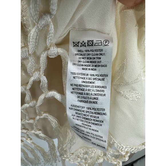 French Connection Embroider Kimono Top Fringe Cream Oversized BOHO Hippie S 4 - Picture 6 of 6